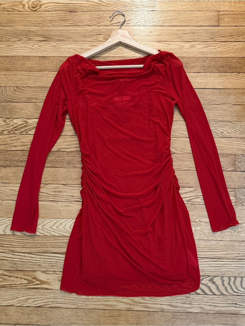 Reformation Reese Red Ruched Knit Mini Dress M NWT